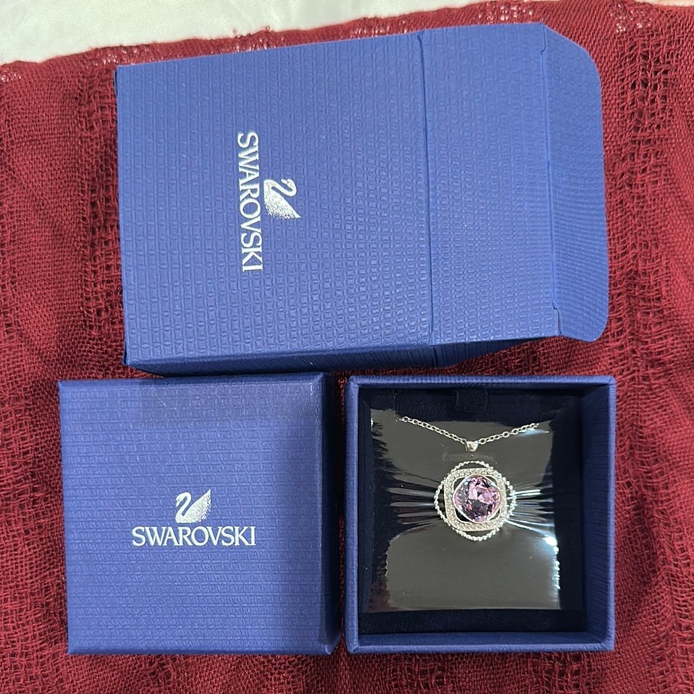 NWT Swarovski Silver and Purple Necklace